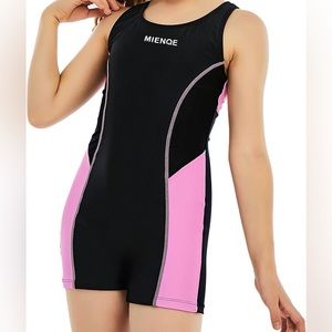 MIENOE girls one piece racerback UPF50+ sun protection swimsuit rashguard  NWT
